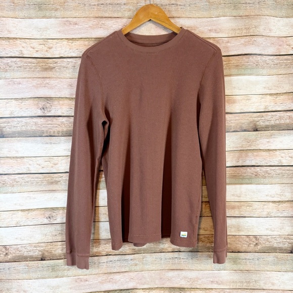 Vuori Men's Brown Long Sleeve Waffle Thermal Shirt Size Small